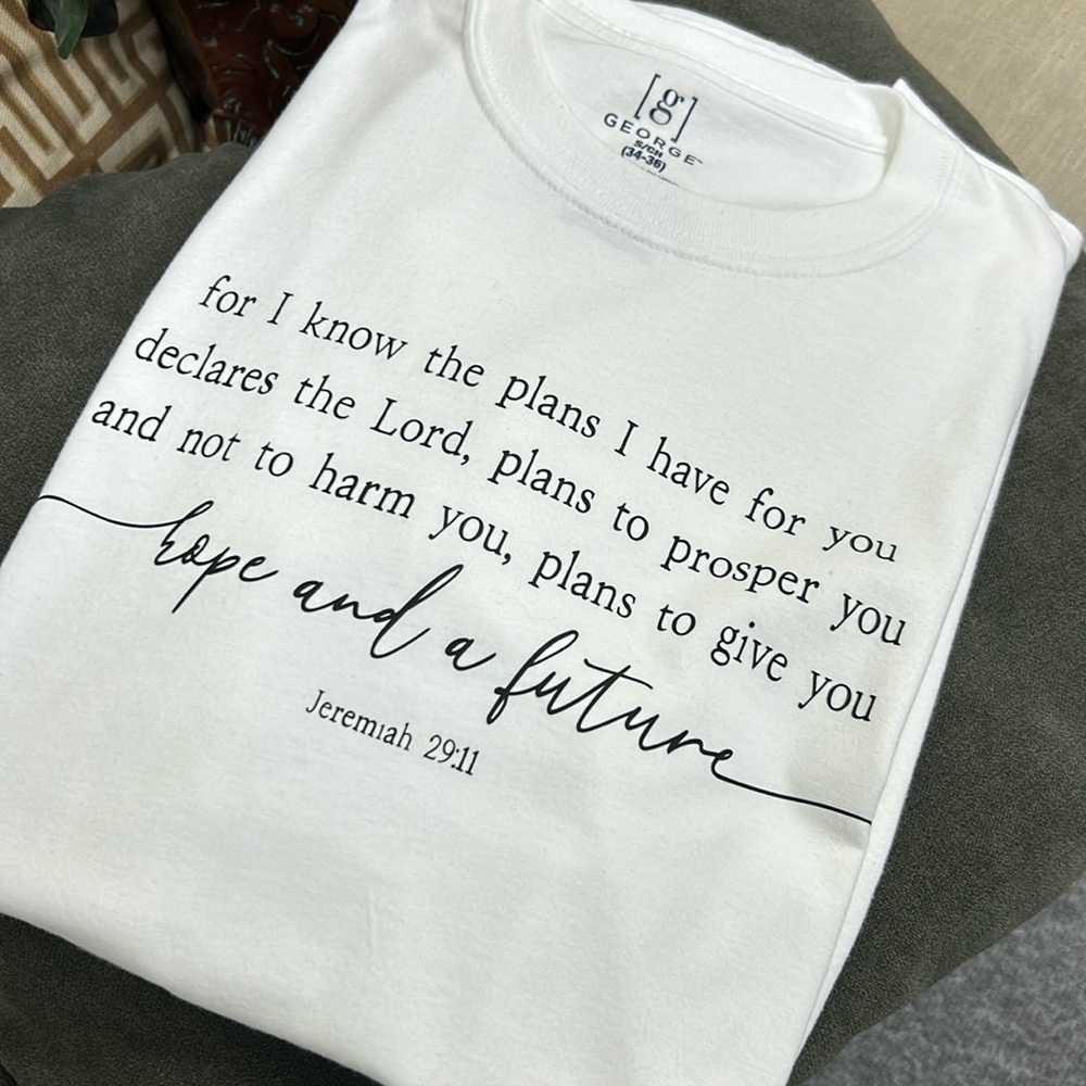 Customs Made White Tee Bible Verse